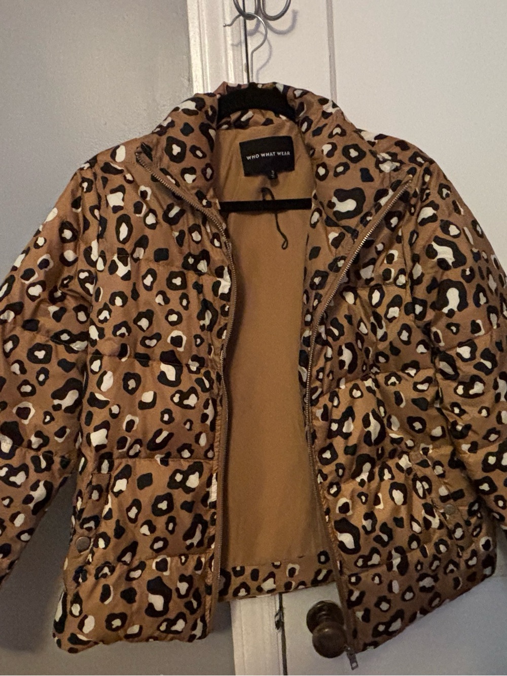 Who What Wear Leopard Print Puffer